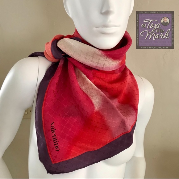VALENTINO Silk Scarf Geometric VINTAGE - Picture 3 of 14
